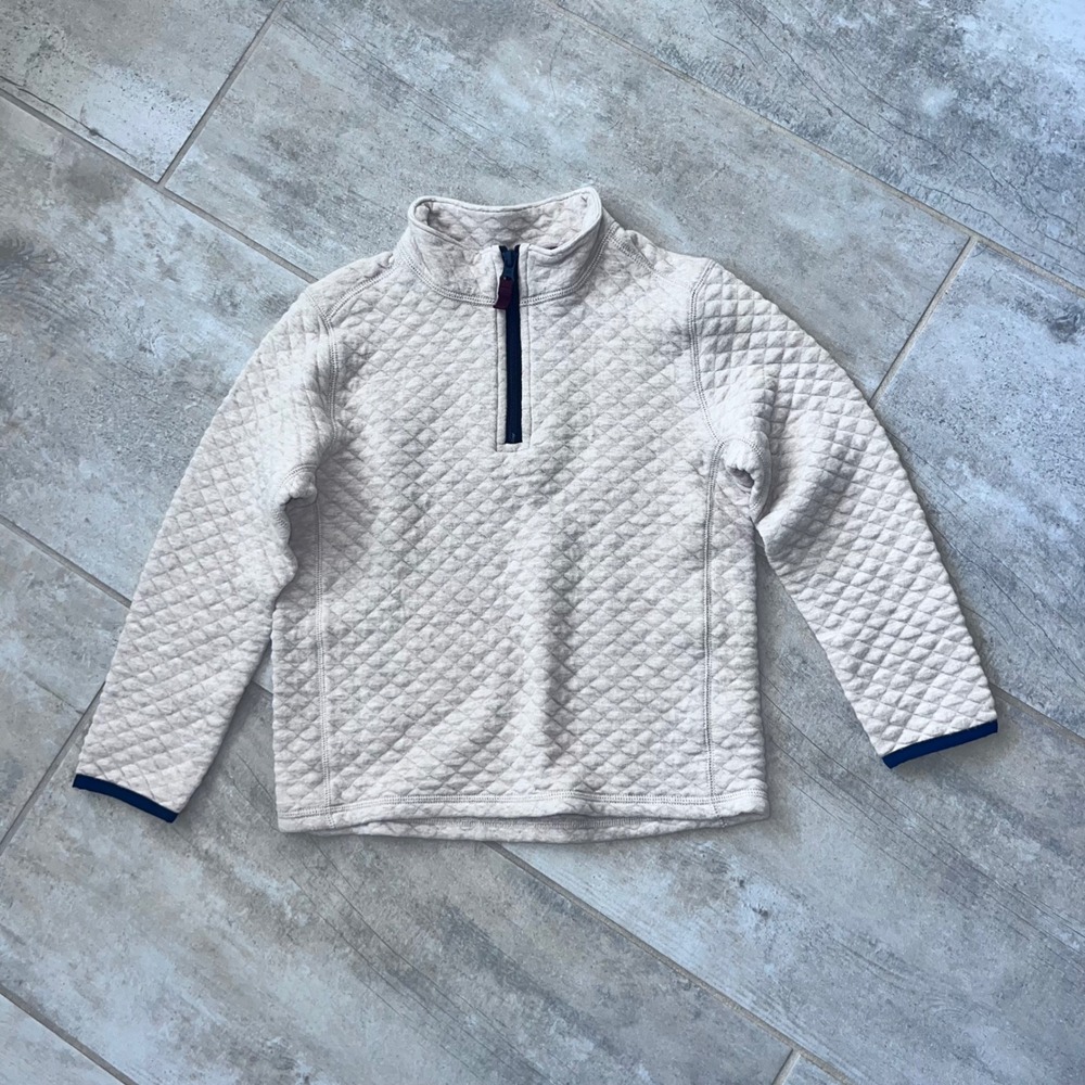 Crewcuts Boys‎ Quilted Pullover Sweatshirt Size S (6-7) Beige Quarter Zip